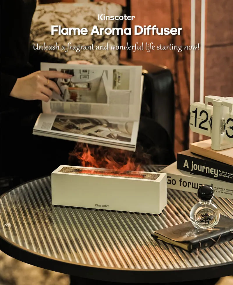 KINSCOTER Flame Aroma Diffuser Air Humidifier Ultrasonic Cool Mist Maker Fogger LED Essential Oil Flame Lamp Difusor
