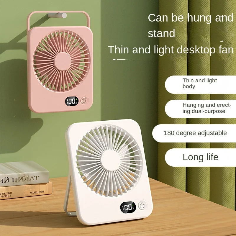 Portable Desk Fan USB Rechargeable Fan 180° Tilt Folding Personal Fan With Power Display 5 Speeds Ultra Quiet Table