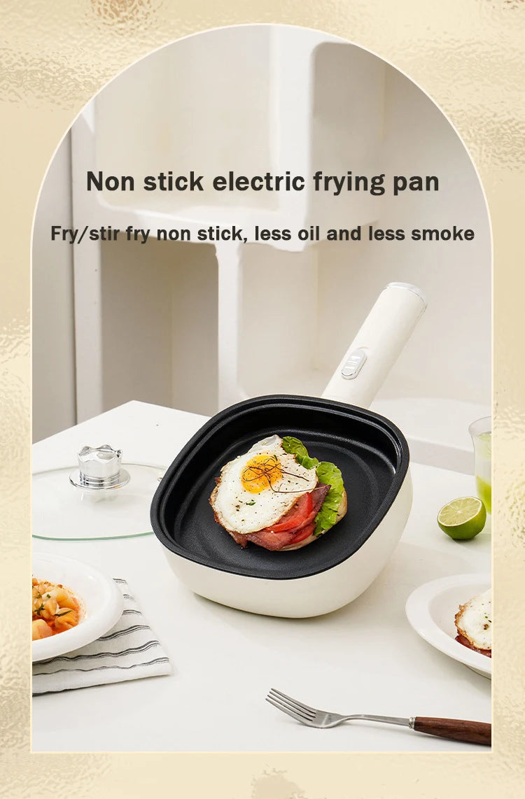 DMWD Electric Frying Pan Household Mini Stir-frying Pot Non-stick Steaks Pancakes Electric Skillet Multicooker 2 Firepower 600W
