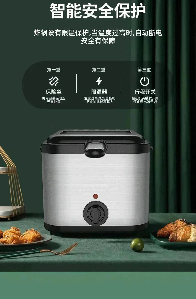 110V 220V 1000W 2.5L Home Multi Functional Electric Fryer Oil Fryer French Fries Chicken Wings Snack Machine