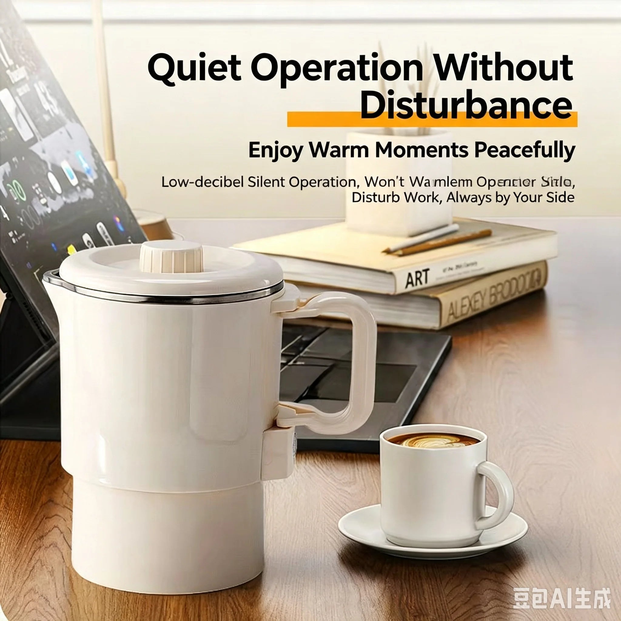 Portable Foldable Electric Kettle, Double Layer Anti-scald Water Boiler, 2 Heat Settings Quiet Mini Travel Heating Pot for Boili