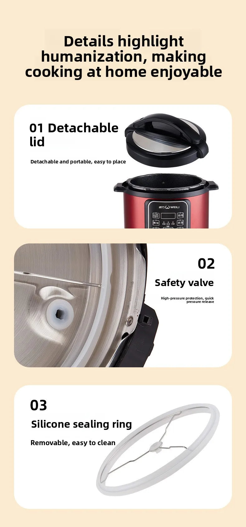 Large Capacity Automatic Electric Pressure Cooker Intelligent Multi-Function Home Use Rice Cooker Appointment Function