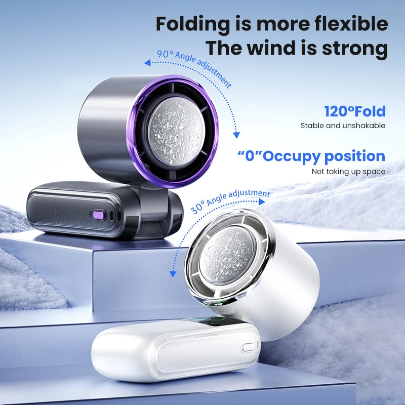 2025 New Ice Pack High-Speed Handheld Eletric Fan 100 Speed Adjustable Folding Mini Fan Portable Outdoor Hanging Neck Small Fan