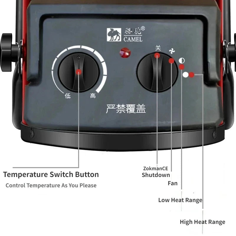 3000W Portable Electric Space Heater with Fan Adjustable Thermostat  2 Heat Settings&Fan Mode&Tip-Over Protection 1.5kw/2kw/3kw