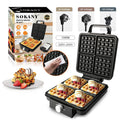 4-Slice Belgian Waffle Maker 1500W Double Heating Non-Stick Egg Cake Oven Pancake Egg Waffle Cake Machine Temperature Control