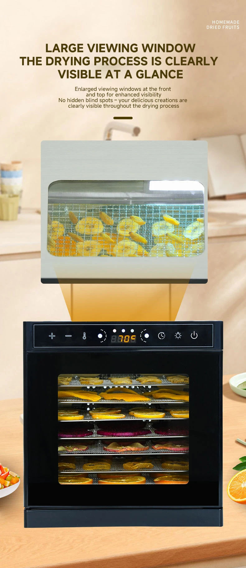 DIVEDEER Home Food Dehydrator with Warmer Plate, Juicer with Pulp Separator, Vegetable Dryer, Fully Automatic