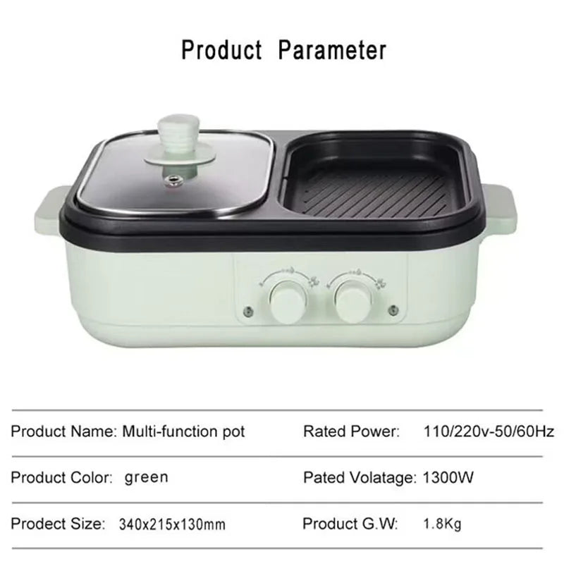 High Quality 2 in 1 Barbecue Cooking Pot Multi Functional Frying Pan Electric Hot Pot