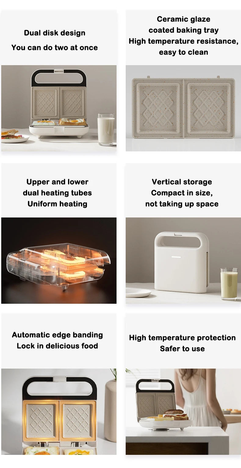Electric Panini Sandwich Machine Multifunction Baking Pan Light Food Breakfast Maker Waffle Bread Toaster Omelette Steak Grill