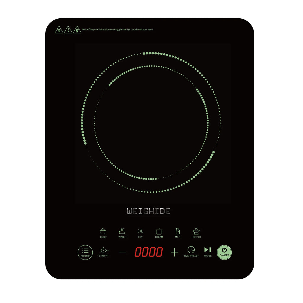 Multifunction Induction Cooker Ceramic 1200W-1800W Portable Electric Cooktop Preset Temperature Stir-Fry Timer Preset Child Lock