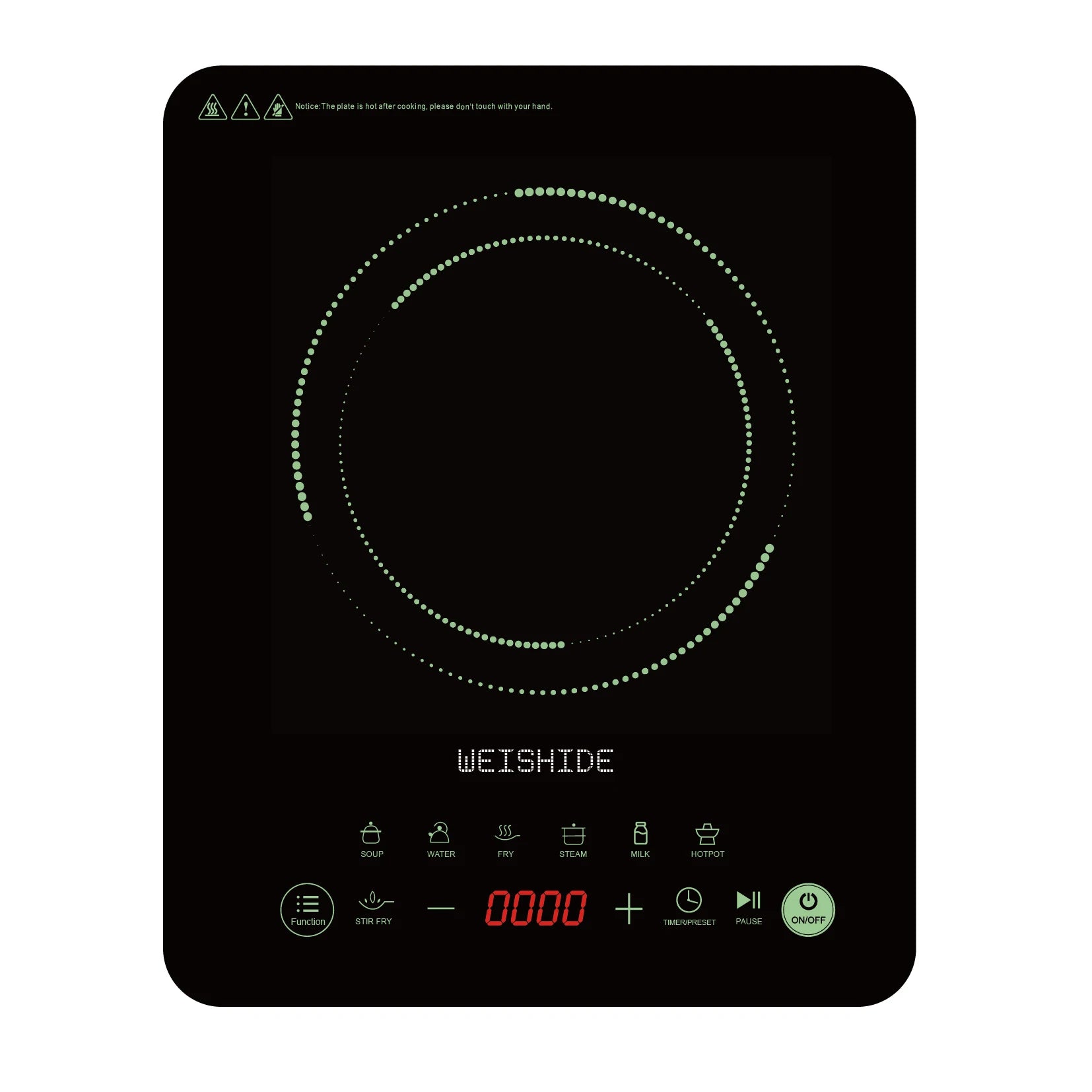 Multifunction Induction Cooker Ceramic 1200W-1800W Portable Electric Cooktop Preset Temperature Stir-Fry Timer Preset Child Lock