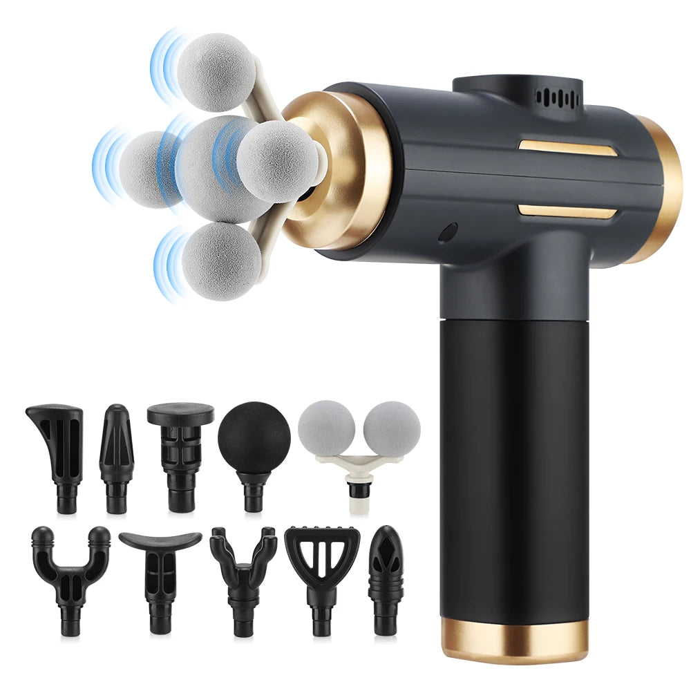 11-IN-1 Electric Massage Gun 99 Level Powerful Fascia Gun High-Frequency Vibration Body Massage Gun USB Rechargeable