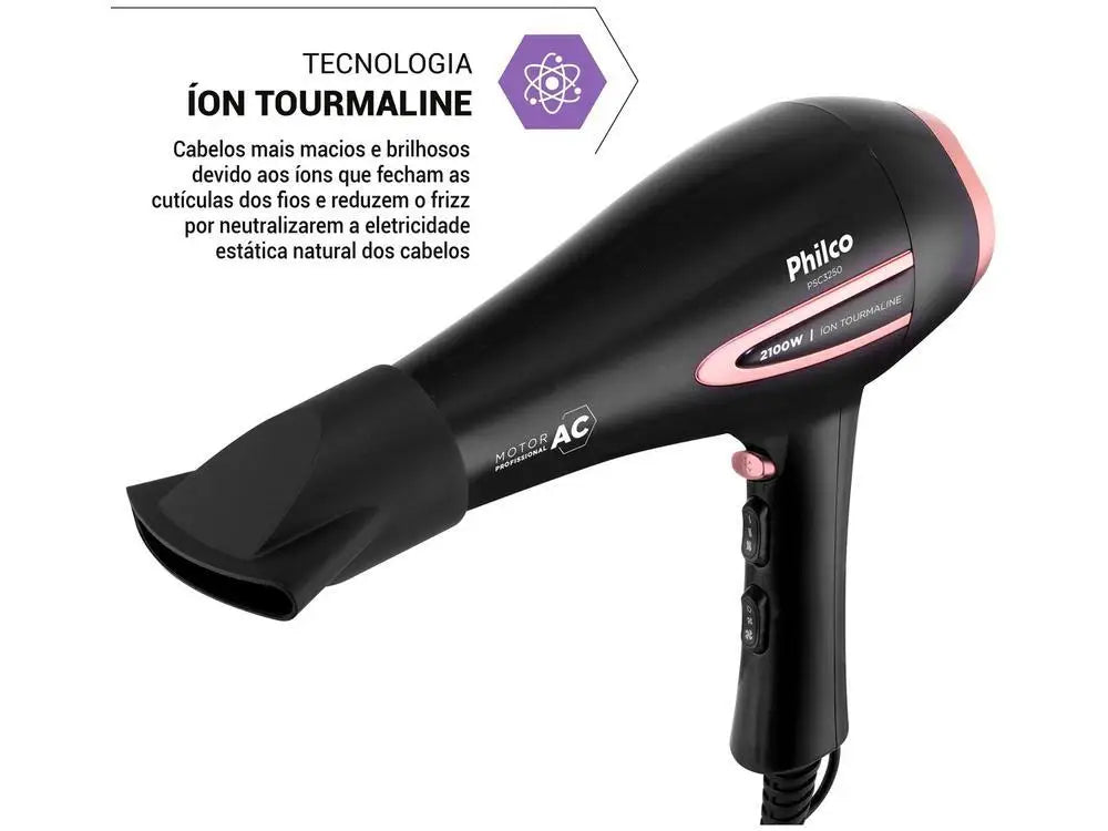 Philco Tourmaline Black Ion Hair Dryer 2100W 2 Speeds PSA3250 - 220V