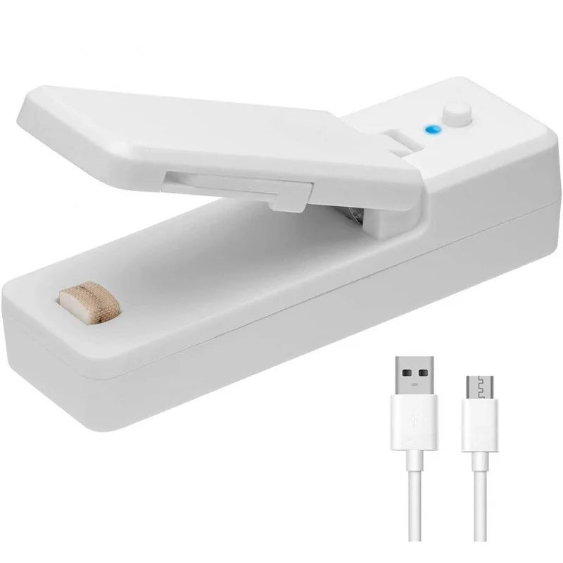2 IN1 USB Chargable Mini Bag Sealer Heat Sealers With Cutter Knife Rechargeable Portable Sealer For Plastic Food Storage Kitchen
