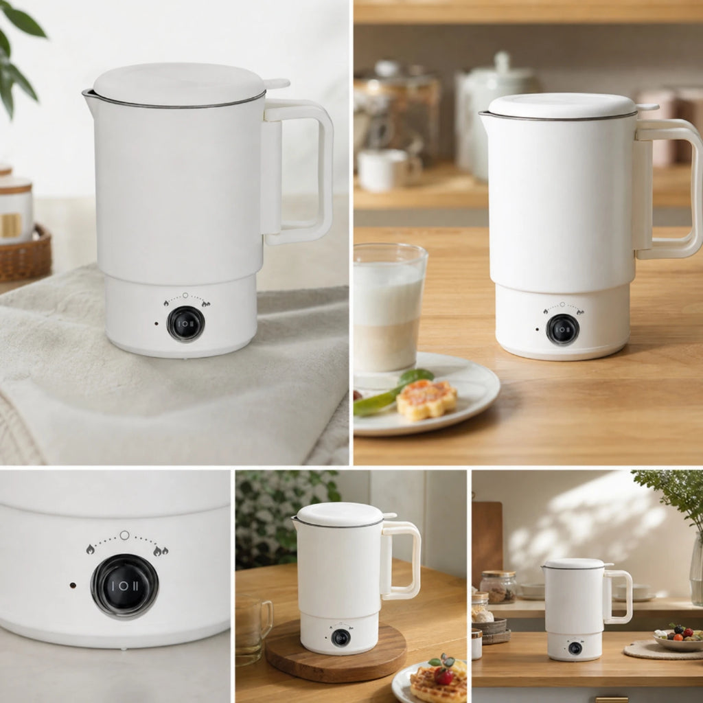 Foldable Electric Kettle Travel-Friendly Electric Kettle with Detachable Base Portable Water Boiler Compact for Travelers