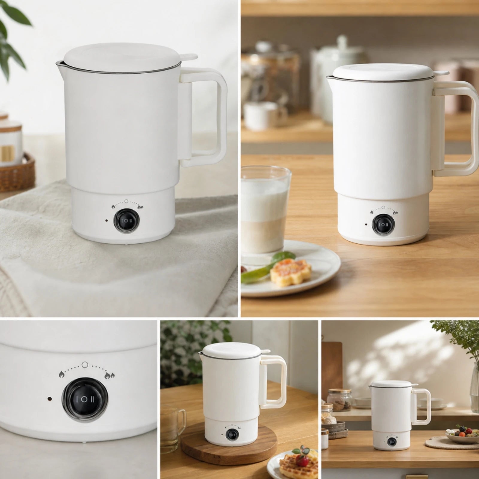 Foldable Electric Kettle Travel-Friendly Electric Kettle with Detachable Base Portable Water Boiler Compact for Travelers