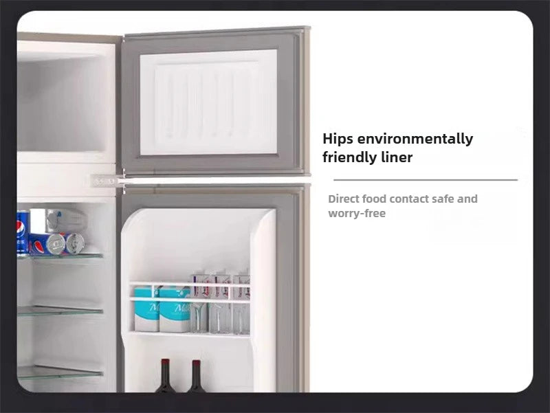 Energy Saving Refrigerator with Double Doors Small Refrigerator Home Dormitory Rental Room Freezer Refrigeration Mini Bar Fridge