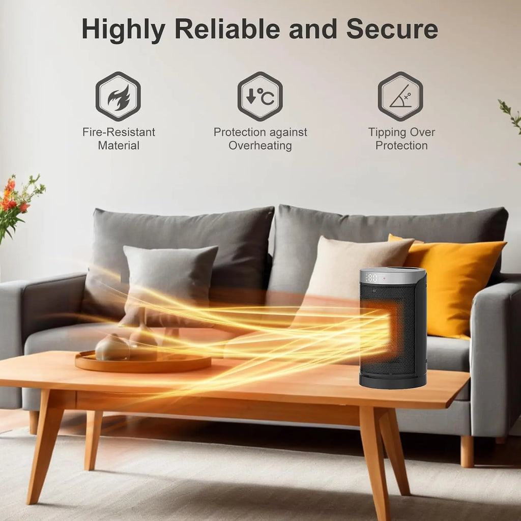 2026 New Upgrade Space Heater, Portable Electric Heaters For Indoor Use,70°Oscillation | Thermostat, Remote Control