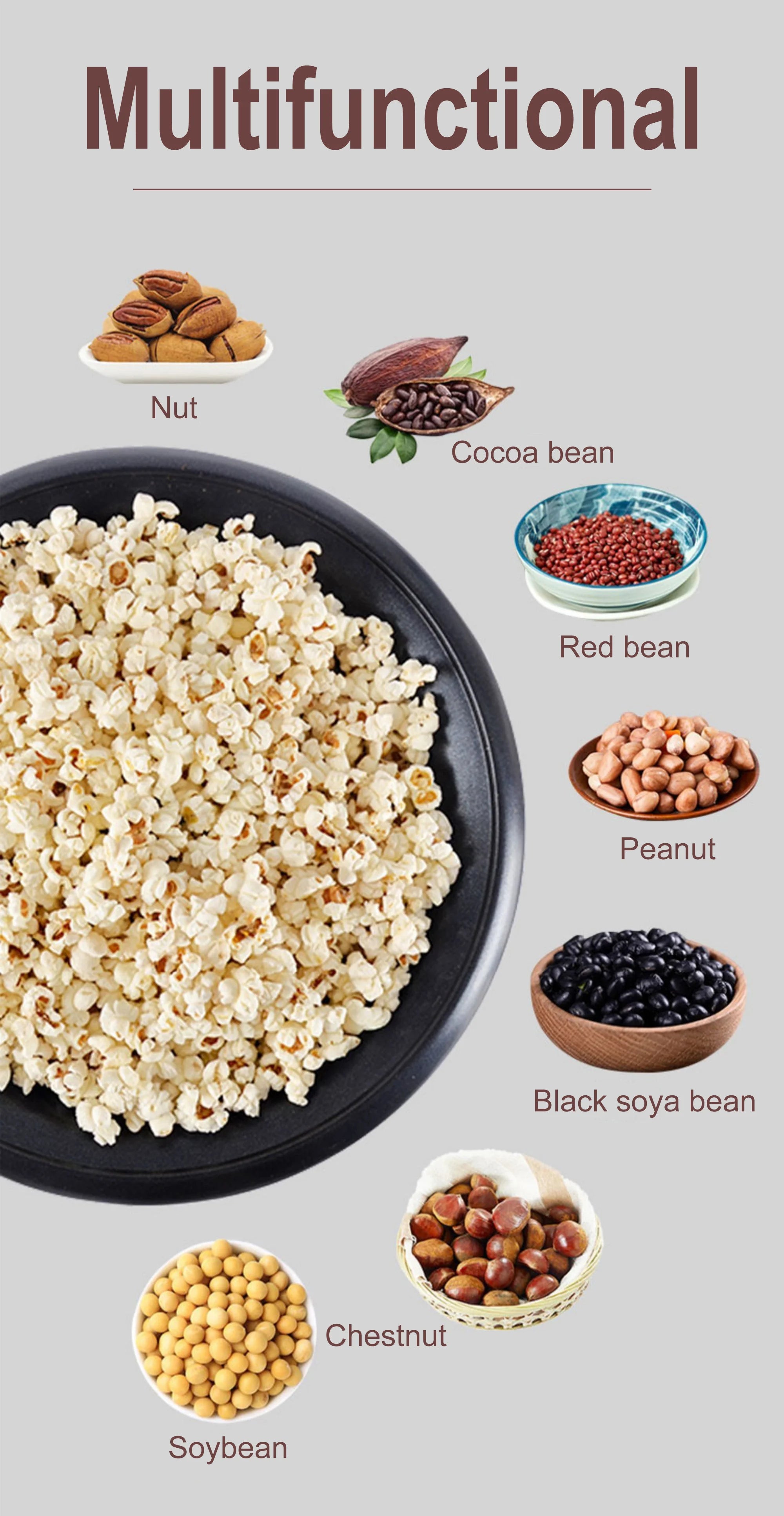 Electric Coffee Bean Roaster Coffee Baked Peanut Beans Baking Stove Popcorn Make Dryer Roasting Machine Grain Drying Sonifer