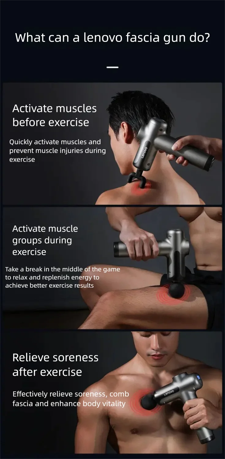 Lenovo brand massage device N3 deep massage, relieve muscle soreness, exercise and relax, LED touch screen design, portable, mul