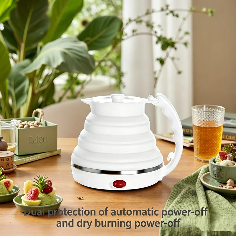 JFBONIN 555ml 220V Mini Portable Folding Electric Kettle 700W Silicone Compression Water Heater for Home And Easy Travel Use