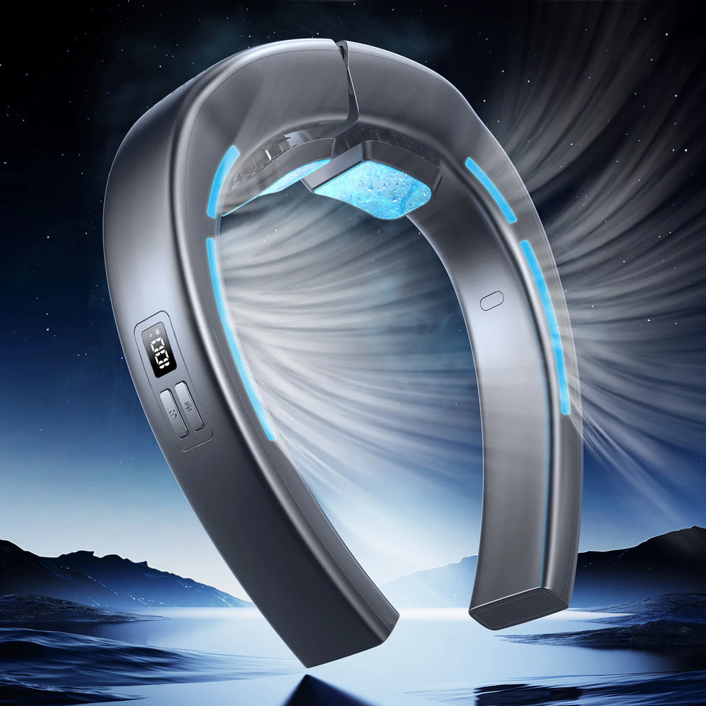 New Wearable Air Conditioner Hanging Neck Fan USB 22.5W Super Fast Charging Dual Cooling 6000mAh High Wind Power Ice Sensing Fan