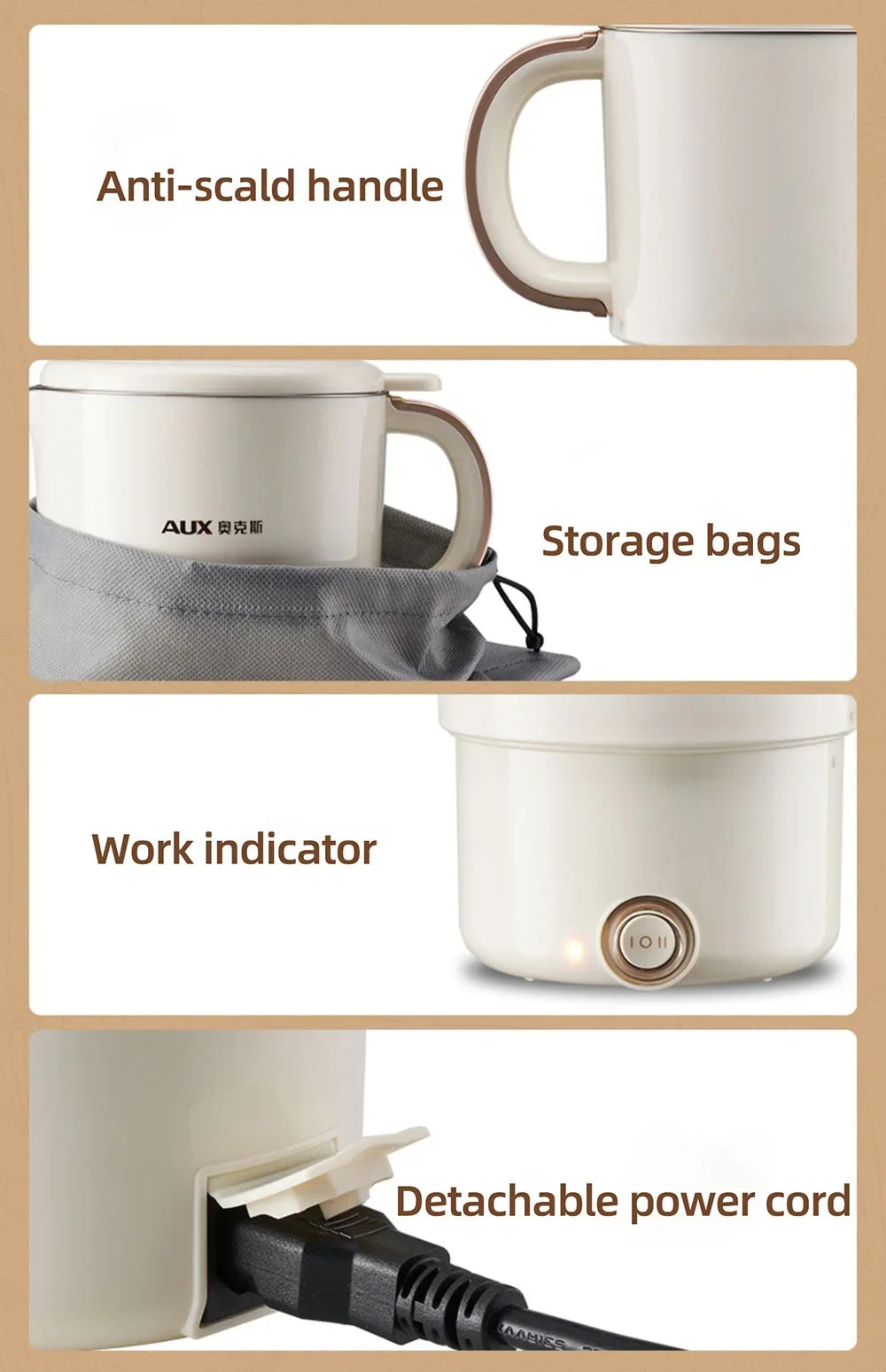 800ml Foldable Electric Kettle, Portable Cooking Pot, Multi Stove Travel Kettle, Tea Pot, Heating Cup, 304 Stainless Steel Slow